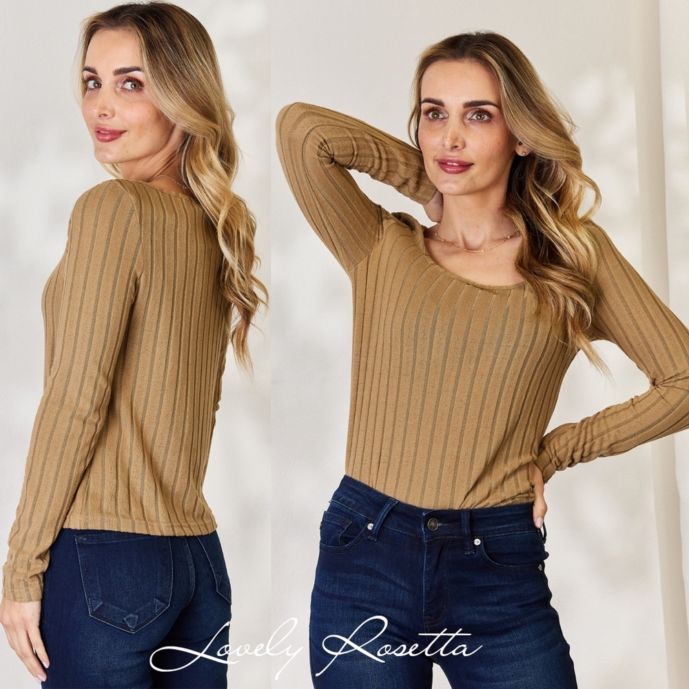 Rust Ribbed Long Sleeve Top - Picture 12 of 12